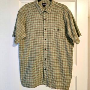 Patagonia Men's Organic Cotton Plaid Print Full Button Short Sleeve Shirt sz lg